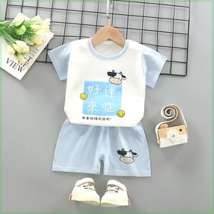 儿童短袖套装纯棉宝宝T恤0-4岁男童夏季童装女童短裤婴儿衣服夏装