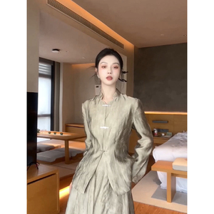 新中式女装轻国风时尚穿搭一整套清冷感禅意风佛系素衣套装裙夏季