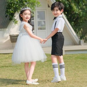 六一儿童韩版合唱服女童舞蹈蓬蓬裙男童礼服小学生大合唱表演服装