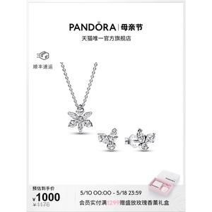 [520礼物]Pandora潘多拉闪耀花朵标本吊坠项链耳钉套装精致轻奢