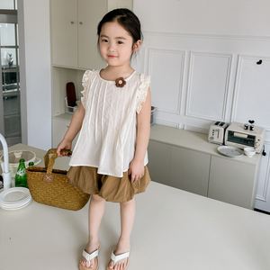 2024新款韩版儿童女童夏季女宝套装两件套洋气小童无袖休闲套装