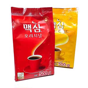 包邮东西麦可馨原味麦馨纯咖啡粉袋500g摩卡韩国进口速溶无糖黄黑