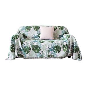 新品龟背叶沙发盖布毯美式单人ins风流苏全罩全盖防尘组合沙发巾