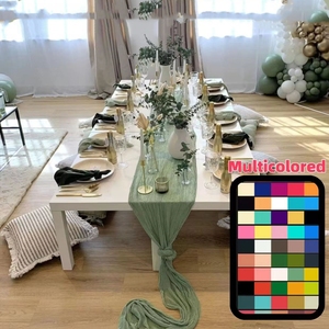 欧式派对甜品台皱布桌旗婚礼桌子装饰纱布半透明生日宴会餐桌布