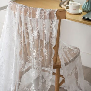 桌布薄纱茶几遮丑中间长条法式子遮盖法式复古网白色蕾丝圆形长方