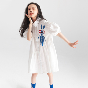 韩款精品女大童连衣裙夏装2024新款洋气儿童女孩夏季女童衬衫裙子