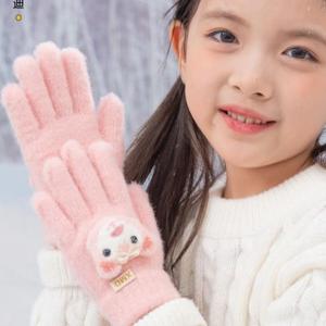 儿童五指手套女童冬季宝宝分指薄可爱卡通5女孩3岁4男童全指保暖8