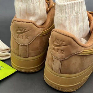 耐克女鞋空军一号nike air force 1 af1秋季小麦色2019年经典板鞋