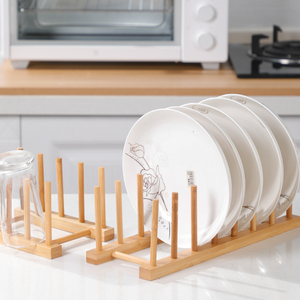 多功能盘子收纳架托家用厨房竹木陈列展示置物架碗碟餐盘沥水架