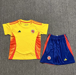 正品Adidas2024哥伦比亚国家队主场儿童球衣短袖大童装学生足球服