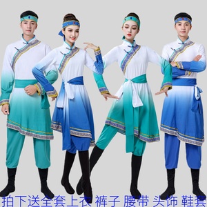 蒙古舞蹈演出服装男女成人少数民族舞蹈服现代民族服饰蒙古筷子舞