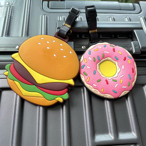 旅游卡通可爱汉堡新款硅胶旅行箱登机牌托运甜甜圈吊牌挂牌行李牌