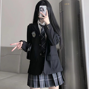 原创正版JK制服裙西装外套校供感学院风长袖秋冬黑色jk西服套装女