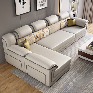 简约现代沙发科技布大小户型客厅套装组合贵妃三人位免洗布艺沙发