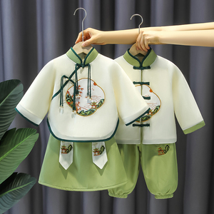 儿童汉服洋气古风加绒加厚套装两件套宝宝周岁礼服中国风唐装年服
