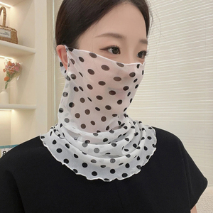 2024夏季新款韩版围巾面罩女士全脸护颈脖套薄款纱巾百搭护脸面纱