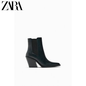 ZARA新品  TRF 女鞋 黑色复古牛仔式高跟短靴 3112210 800