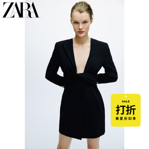 ZARA女装 黑色小礼裙打褶设计连衣裙式外套
