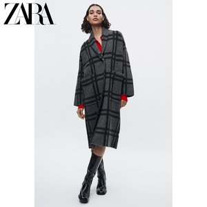 ZARA新款 女装 针织格子提花大衣外套 2756110 802