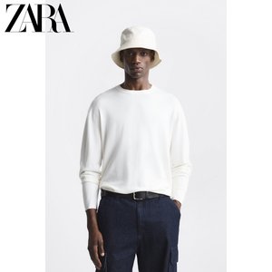 ZARA24夏季新品 男装 白色圆领长袖休闲针织衫毛衣 2621410 251