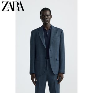 ZARA24夏季新品 男装 休闲商务纹理正装长袖西装外套 4540419 400
