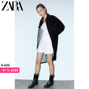 ZARA特价精选 TRF 女鞋 黑色复古带扣平底短筒时装靴 3199210 800