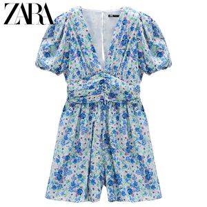 ZARA 新款 TRF 女装 带垫肩褶皱装饰连体衣夏天小个子