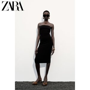 ZARA24夏季新品 女装 弹力针织露肩连衣裙 5039174 800