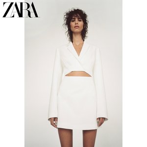 ZARA24春季新品 女装 开口设计西装外套式迷你连衣裙 2558536 712