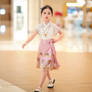 女童民族舞汉服套装中国风马面群中式夏季运动会表演服装改良唐装