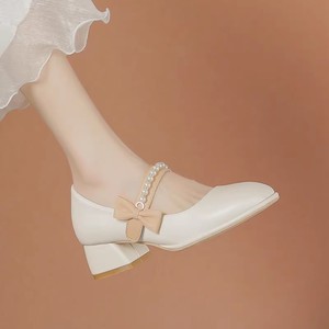 法式伴娘鞋日常可穿粗跟秋冬玛丽珍高跟鞋女中跟马面裙鞋子晚晚鞋