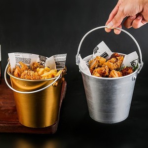 新款电镀冰粒桶清吧铝制小吃桶奶咖桶迷你手提冰块桶创意酒吧冰桶