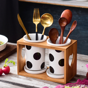 创意北欧陶瓷筷子筒双筒沥水家用筷子桶筷子盒韩式收纳置物架厨房