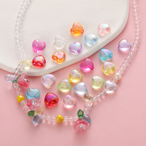 塑料串珠散珠彩珠彩色爱心创意手工diy手链项链耳环饰品材料配件