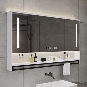 智能浴室镜柜挂墙式带背光灯防雾卫生间镜子置物架单独收纳一体柜