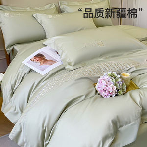 夏季60S欧式轻奢高级感刺绣纯棉四件套100全棉被套罩床单床上用品