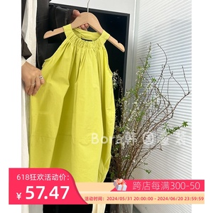 波拉bora韩国女童连衣裙夏装中大孩儿童宝宝公主时尚黄色薄款裙子