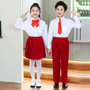 六一儿童毕业合唱演出服运动会男女童学院红色大合唱舞台表演套装