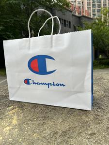 champion冠军 纸袋白牛皮手提袋子购物袋鞋盒服饰袋潮牌礼品袋