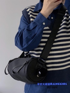日系ins休闲运动潮搭圆筒包韩版小众设计男女通用包潮单肩斜挎包