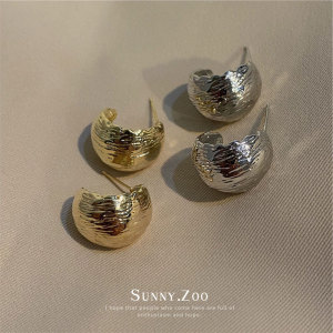 SUNNYZOO | 肌理感 金银2色 小众设计弧形法式冷淡风百搭金属耳环