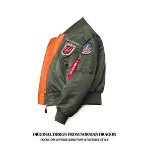 诺曼龙美式军装  二战冬季飞行员夹克 MA1徽章阿汤哥同款男潮外套
