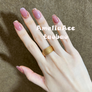 AmeliaAcc法式复古开口金线戒指·黄铜镀真金·优雅百搭时尚情侣