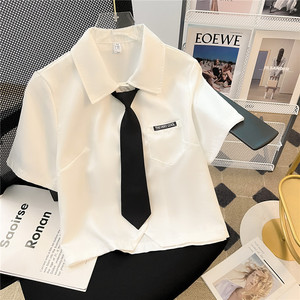 夏季2024新款白衬衫女生短袖学院风通勤学生JK制服衬衣配领带校服
