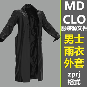 CLO3D衣服MD服装男性卫衣夹克外套版片预设可修改A12打板工程文件