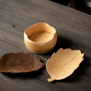 竹制手工竹茶碗 荷花碗 茶点盘瓜子零食点心盘奇形树叶干果盘竹碗