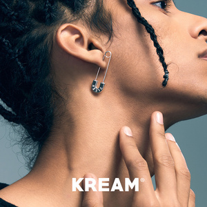 KREAM原创S925纯银FLEEK别针耳环嘻哈潮流个性男女同款情侣款耳钉