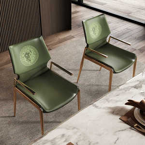 北欧轻奢餐椅家用简约现代椅不锈钢靠背扶手椅咖啡厅餐厅专用椅子