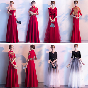 敬酒服新娘旗袍2023新款冬季红色中长款中式结婚礼服裙女平时可穿