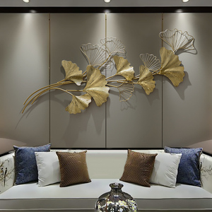 创意轻奢银杏叶壁饰客厅沙发背景墙面装饰壁挂新中式餐厅墙饰挂件